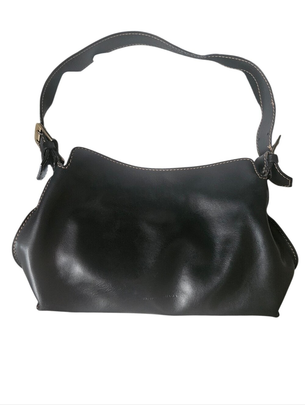 Francesco Biasia Soft Black Leather Hobo Shoulder Handbag